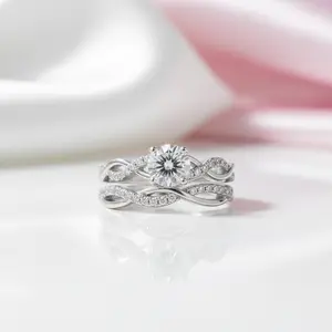 1.0 Ct Round Cut Diamond Option Twisted Engagement Ring Set