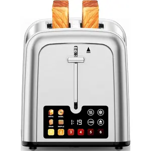 2 Slice Retro Stainless Steel Toaster Wide Slot 6 Shade Settings Ideal for Waffles Bagels Premium Quality for Home Breakfast Use