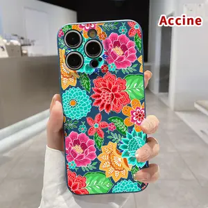 Phone Case for iPhone 16 15 14 Pro Max 13 12 11 XR XS Plus E Colorful Flower Paper Pattern Full Body Protection Ultra Slim Bumper Cover Gift