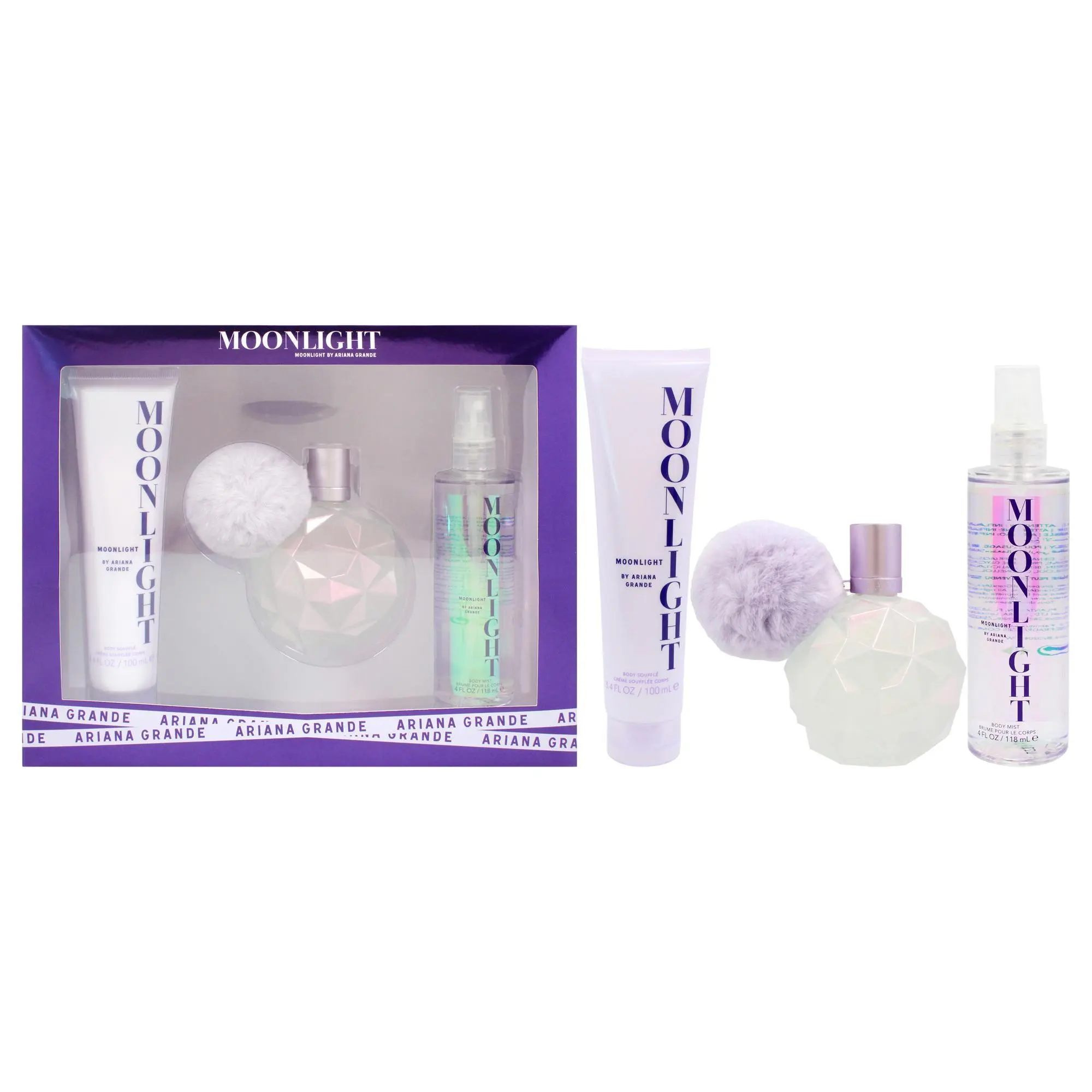 Luxury Moonlight by Ariana Grande Women's 3-Pc Daily Body Care Gift Set - 3.4oz EDP Spray, 3.4oz Body Souffle, 4oz Mist with Enchanting Aroma & Scent
