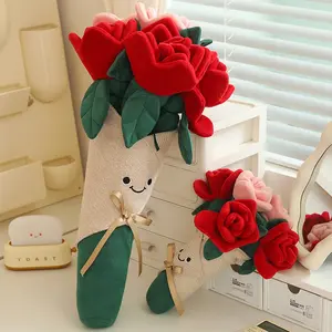 Valentine's Day Rose Bouquet, Cute Plush Flowers, Floral, Perfect Gift for Valentine's Day, Living Room Table Decoration
