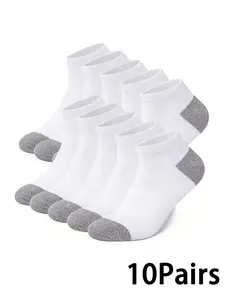 10 Pairs Anti-Odor Breathable Fabric Socks, Men's Short Sports Socks, Low-Cut Boat Socks, Cute Christmas Gift for Friends