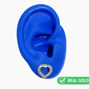 10K YELLOW GOLD ROLLEY HEART STUD EARRINGS