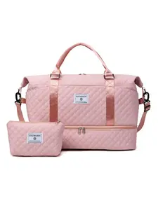 Large Capacity Travel Bag Set, Portable Travel Duffle Bag, Letter Pattern Zipper Travel Bag with Shoe Compartment, Casual Sports Fitness Bag for Women & Men, Travel Cosmetic Bags, Travel Organizer Bag