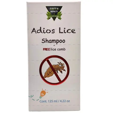 Green Royalty Adios Lice Prevention Scalp Cleansing Shampoo - Rue Extract Natural Ingredients Liquid Hair Care Product, Ammonia-Free Damaged Scalp Cleanser for Children, Gentle on Any Hair Type, 250ml