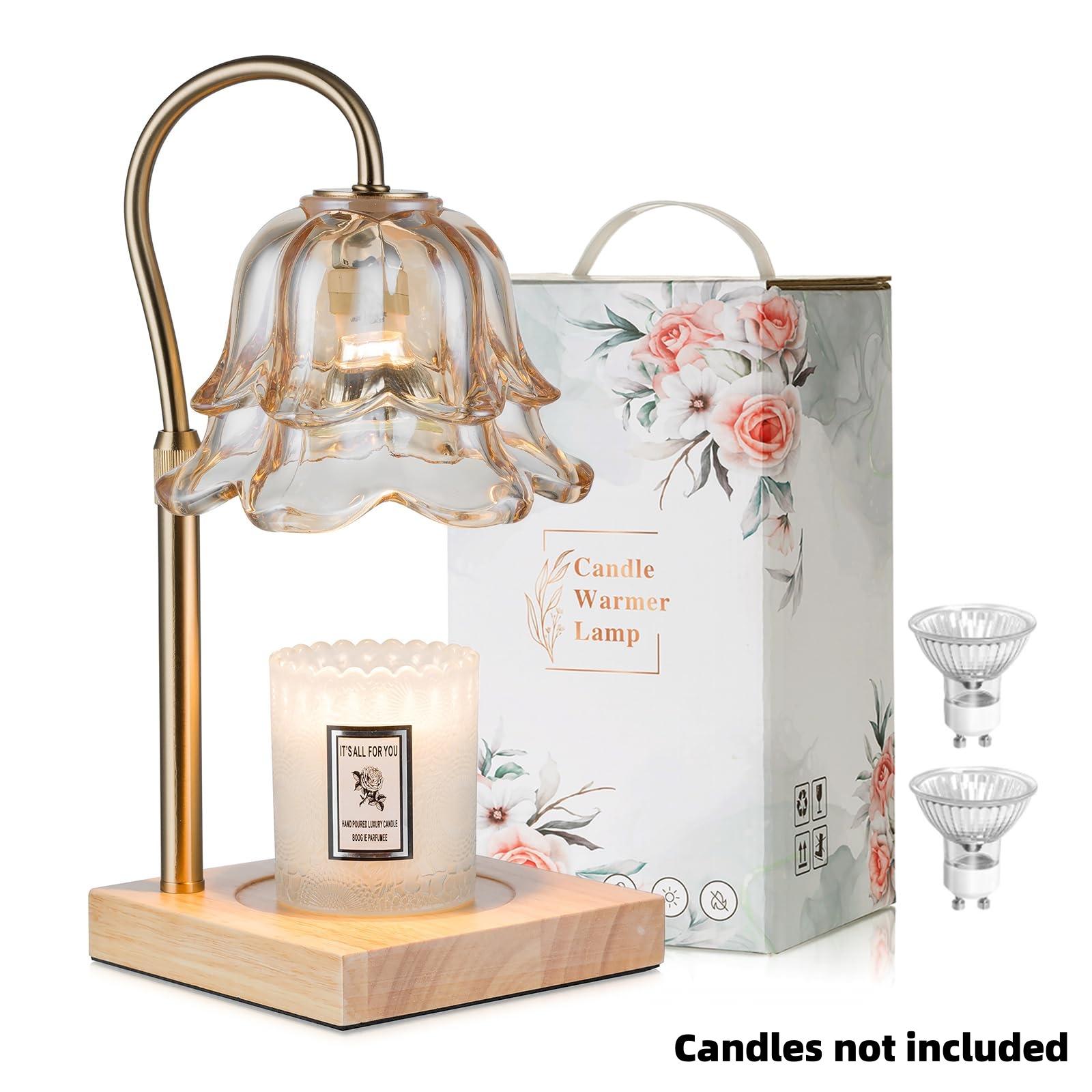 Candle Warmer Lamp, Lily of the Valley Flower Lamp, Height Adjustable with Timer, 2 Bulbs Included, Flameless Fragrance