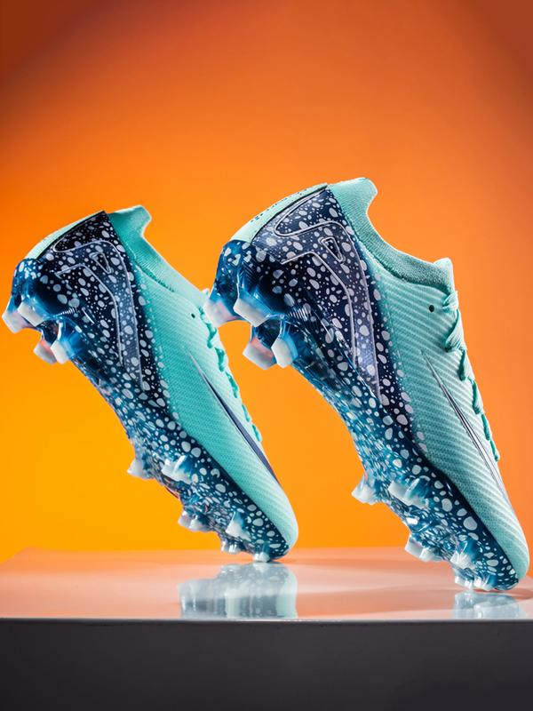 Parent-Child Leopard Print Soccer Shoes, Soccer Cleats, Breathable Knit Material, Professional Long Nails, Sporty Style, All Seasons