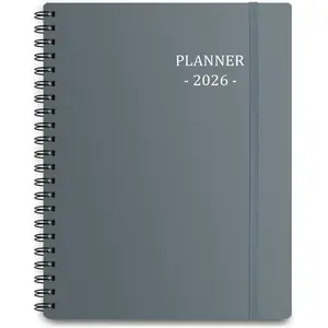 Planner 2026, Jan 2026 - Dec 2026 Weekly Monthly Planner with 12 Monthly Tabs and Elastic Closure, Inner Pocket, Round Corner,5.8" x 8.25"- Grey