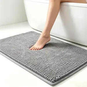 23.6*35.4in Non-Slip Chenille Door Mat, TPE Backing Water Absorbent Rug, Machine Washable Floor Mat for Entryway, Bathroom, Traps Mud & Wet Paws, Indoor Outdoor Home Supply