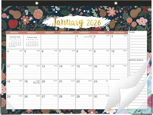 2026 Desk Calendar - JAN 2026 - DEC 2026, 2026 Calendar, 12 Monthly Calendar, 17" x 12", Desk/Wall Calendar 2026 with Desk Pad, Ruled Blocks, To-do List & Notes,  Off, -Wire Binding, Large Desk Calendar for  & Office Organizing - Floral