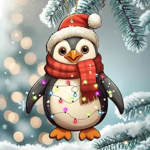2 Side Printed Cute Penguin Wooden Christmas Ornaments 2024, Keepsake for Women, Men and Friends, Penguin Christmas Tree Ornaments, Christmas Tree Hanging Decorations