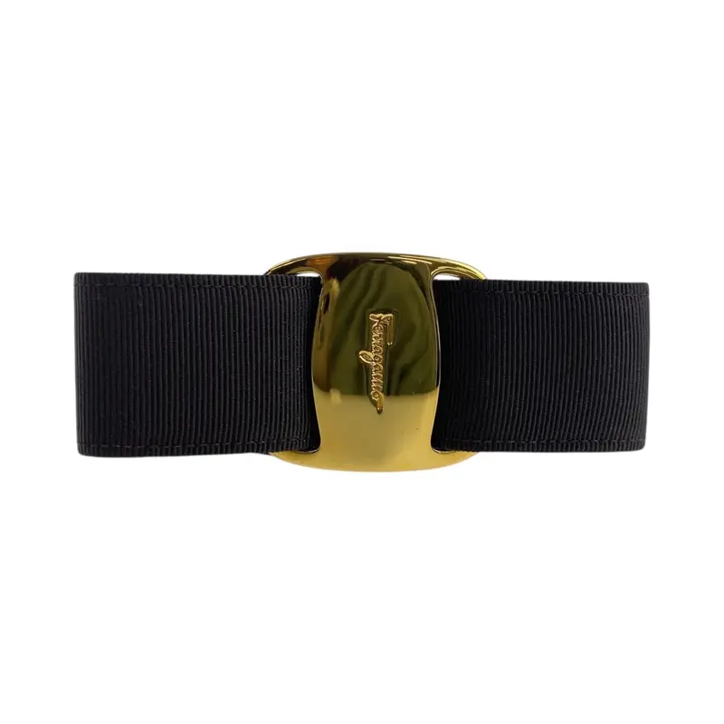 Salvatore Ferragamo Black Leather Belt with Gold Square Hardware Salvatore Ferragamo | Accessories | All Black Gold Buckle  main image 4