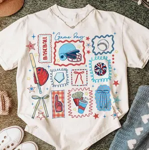 Game Day Baseball Tshirt, Cute Sports Clipart With Helmet Bat Glove And Cheer Icons For Moms And Fans, Baseball Doodle Mens Tee