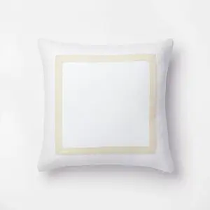 Threshold Studio McGee Slub Border Applique Pillow 24x24, Camel Yellow