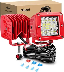 Nilight LED Light Pods 2PCS 42W 3 Inch Triple Row Spot Flood Combo LED Cubes with Wiring Harness Kit for Driving Backup Reverse Light on Off-Road Truck SUV ATV UTV dealsforyoudays Under Dash Lighting