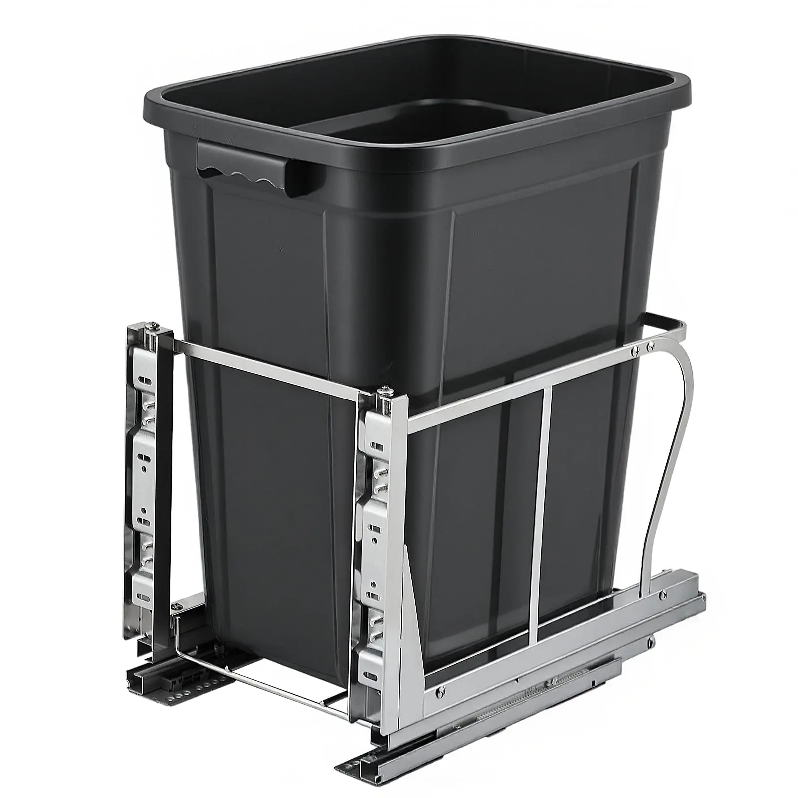 Under Cabinet Heavy Duty Pull Out Kitchen Trash Can – 40 Quart Single Bin with Soft-Close Slides, Adjustable, 304 Stainless Steel for Garbage & Recycling – Fits 12"W x 18"D (304 Steel Single Bin)