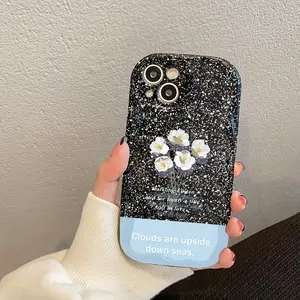Fashion new women's makeup mirror cute baby's breath floral retro aesthetic pattern mobile phone case suitable for iPhone 16 15 14 13 12 and 11 Pro Max Plus full wrap anti-drop lens protection anti-fingerprint, give family and friends gifts