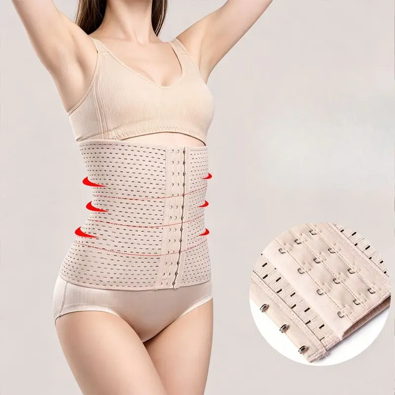 Women’s Breathable Latex Waist Trainer Corset, 6-Row Hook & Eye Waist Cincher, Tummy Control Shaper for Workouts, Brunch & Everyday Layering