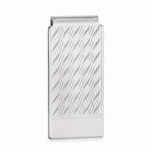 Rhodium-Plated Men's Chevron Hinged Money Clip Sophisticated Design