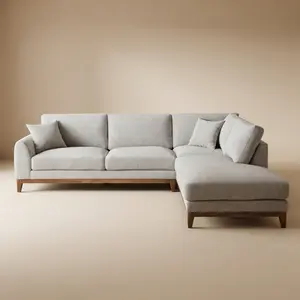 Watton Contemporary Light Gray Chenille 114-Inch Right Sectional Sofa