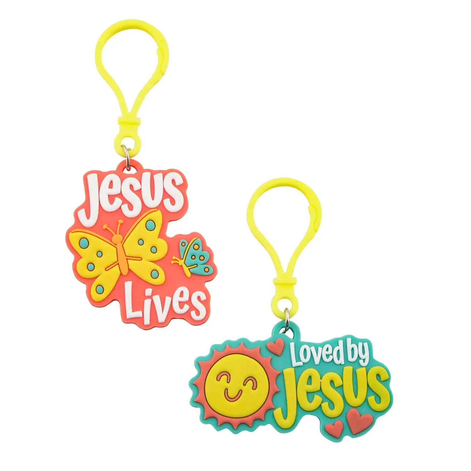 1 1/2" - 2 1/4" Religious Springtime Rubber Backpack Clips - 12 Pc., Keychains, Butterfly