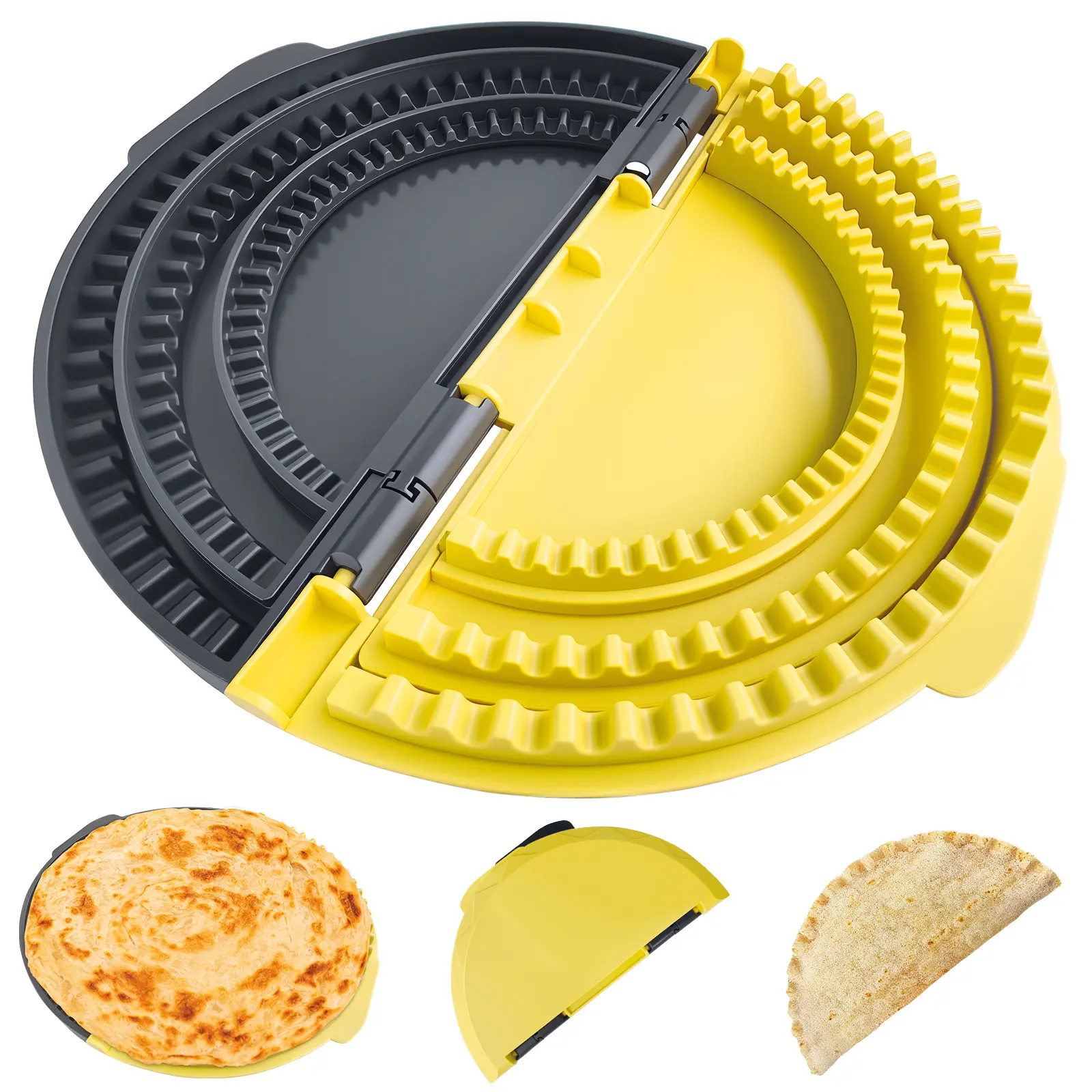 3-in-1 Tortilla Sealer Crimper (10+8+6 Inch) Detachable Tortilla Crimper Maker Large, Portable Kitchen Tool, Kitchen Essential Gadget, Make Sealed Quesadillas,Tacos, Burritos, Sandwich & More, BPA-Free, Dishwasher Safe, Multifunctional Kitchen Tool