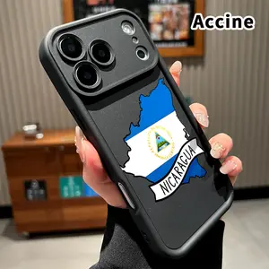 Nicaragua's Outline Flag Phone Case for iPhone 17 Pro Max 16 15 14 Plus 13 12 Mini 11 XR X XS Air E Matte TPU Drop-Proof Rugged Durable Soft Bumper Cover Gift for women boy