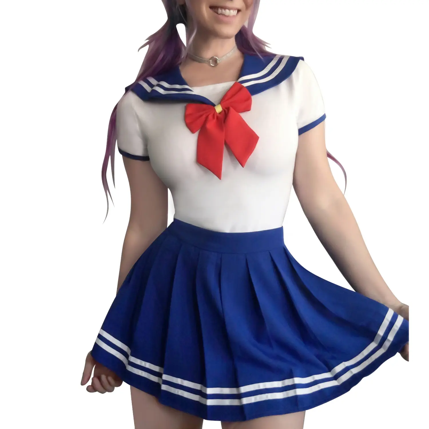 Littleforbig Women's Cotton Romper Sexy Anime Cosplay Japanese School Girl Costume Onesie Pajamas Bodysuit Cosplay Magical Girls Sailor Dress Uniform Onesie Skirt Set