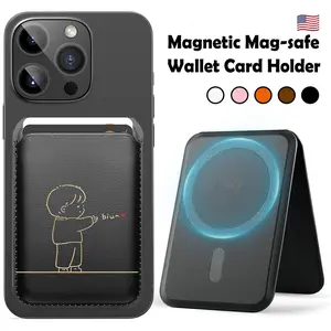 Silhouettes for Couples Mag Safe Wallet with Stand Magnetic Wallet for iPhone Leather Magsafe Card Holder Compatible with iPhone 16/15/14/13/12 series and MagSafe cases, 1 Slot Fit 3 Cards