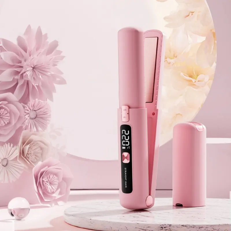Wireless Multifunctional Hair Straightener & Curler Set, USB Rechargeable 4500mah, Temperature Control, Ionic Care, LCD Display, Portable Travel Use, Straightening Iron, Wireless Cordless Straightener, Hair Styling Tools