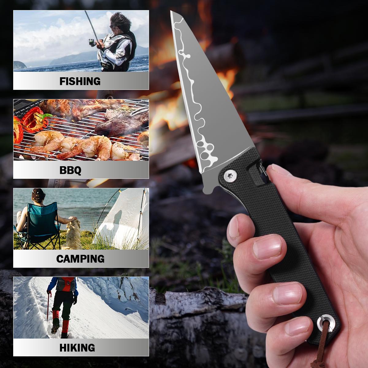 Black Tactical Folding Survival Knife