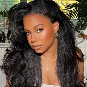 Kinky Straight 360 Lace Glueless Wear Go Wig Bleached Knots Natural Color Human Hair Wigs With Drawstring #TiktokShopBackToSchool