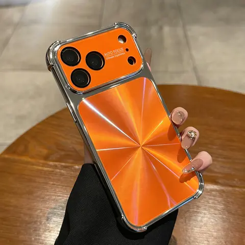 Suitable for iPhone 18 Pro Max，17 , 16, 15 Plus, 14, 13, 12, 11, luxurious and cool metal light sensing phone case, four corner airbags, full camera protection, electroplated border CD anti drop phone protective cover-A213