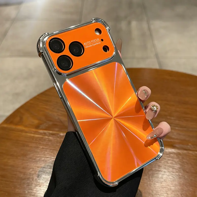 Suitable for iPhone 18 Pro Max,17 , 16, 15 Plus, 14, 13, 12, 11, luxurious and cool metal light sensing phone case, four corner airbags, full camera protection, electroplated border CD anti drop phone protective cover-A213