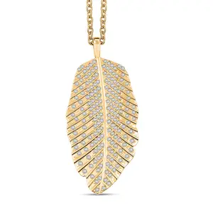 Clarte Fylla Collection Moissanite 0.60 ctw Pendant Necklace in 14K Yellow Gold Over Sterling Silver 18 Inches Christmas Gifts