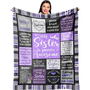 "My Sister Is Pretty" Soft Flannel Throw Blanket| Heartwarming Sister Birthday Gift from Little Sister, Best Friend Gift for Women, Cozy Comfort Blanket for Bed & Couch