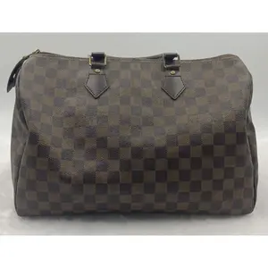 Pre-owned Louis Vuitton Speedy 35 Bag Damier Ebene Canvas Gold X301