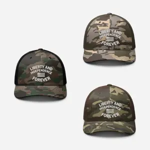 Camo Trucker Hat - Liberty and Independence Forever Embroidered Cap