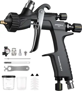 InoKraft Drizzle Pro LVLP Spray Gun, Precise Low-Overspray Performance with Ultra-Light 340g Design. Includes 1.3B/1.3C Nozzles and Accessories, Ideal for Automotive and Industrial Coatings