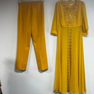 Women's Turkish Modest Islamic Luxury 2-Piece Clothing Set - Elegant Dress, Pants