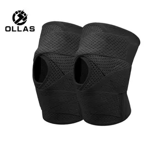 OLLAS Knee Brace for Protection and Support with Air Mesh Fabric, Adjustable Wrap with Side Stabilizers, Ultra-Soft Bandage for Sports, Running, and Outdoor Activities