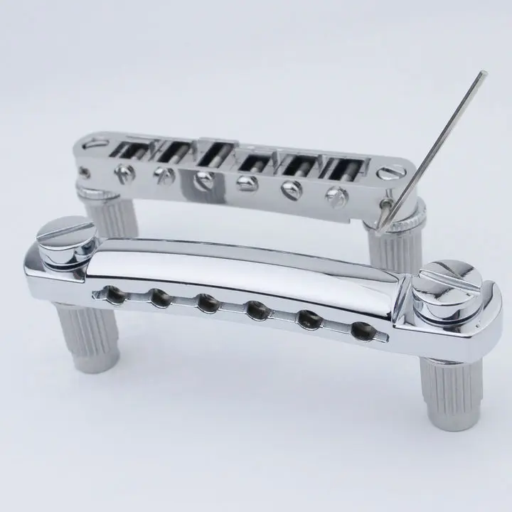 Guyker Zinc Alloy Guitar Tune-O-Matic Bridge & Stop Bar Tailpiece Replacement Kit with Anchors, Studs for LP, SG, EPI 6-String Electric Guitars (GM003+GS001) - Guitar Parts Accessory