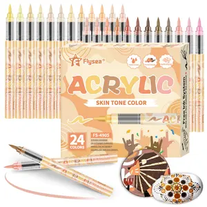 Skin Tones Art Markers,Straight liquid Soft Brush Tip Acrylic Paint Pens, Quick-Drying Waterproof Acrylic Paint Markers for Illustration Sketching, Wood,Glass,Fabric,Rocks Painting