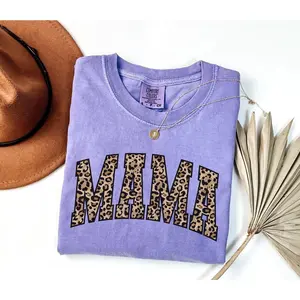 Comfort Colors Leopard Print Mama Shirt Gift for Mom, Retro Mom Tee, Mother's Day Gift, Vintage Cheetah Mama Tshirt, Varsity New Mom Gift