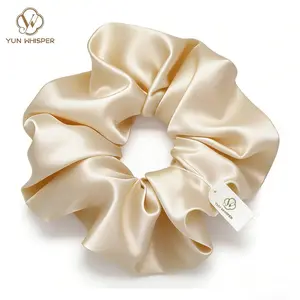 1 Pack Luxury Satin Hair Scrunchie for Women,No CreaseNo Damage Hair Tie,Soft Shiny Off White Scrunchie for Daily WearSleep, Workouts & Lounging