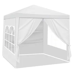 6.5x6.5FT Four Sides Portable Party 6.5x6.5FT Four Sides Portable Party Tent (White) – 90G/M2 PE Waterproof Canopy & Sidewalls, Spiral Interface Iron Frame, UV-Protective, Easy Install/Disassemble, 6.5kg Lightweight for Outdoor  Sun Parasol Umbrella