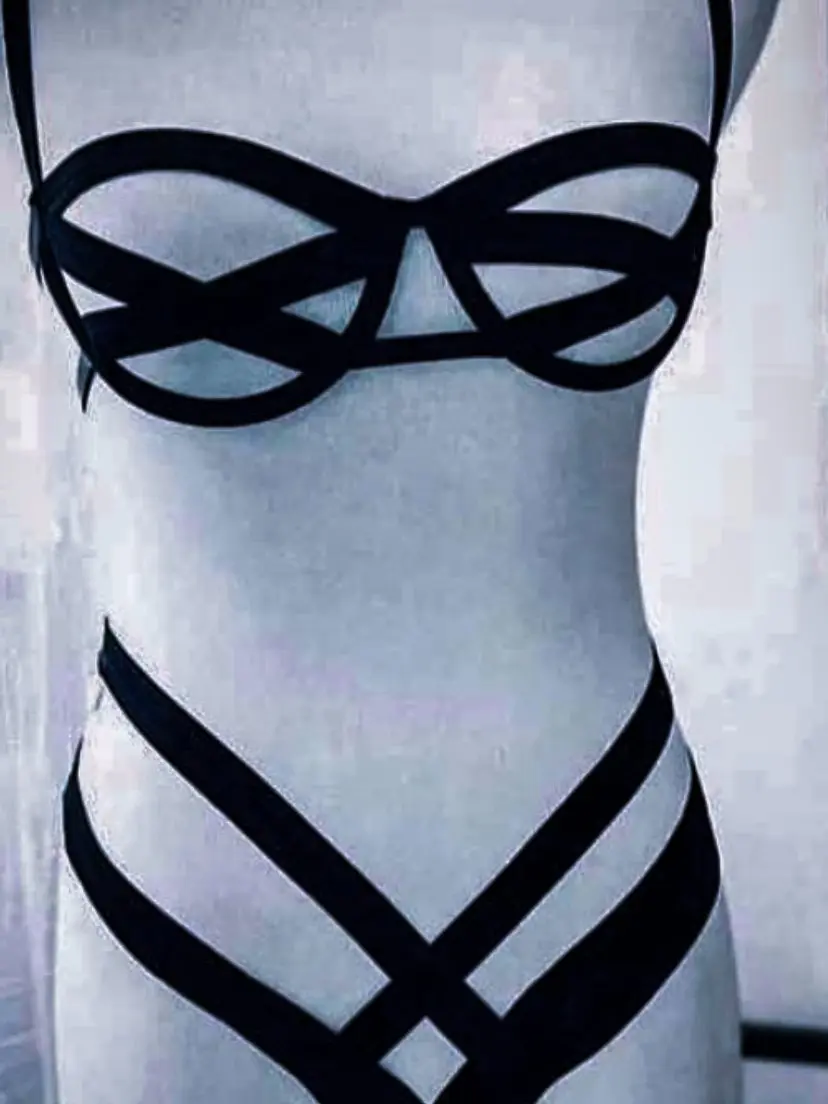Atrevida Set - Atrevida Set Strings Underwire Bra & Matching Thong, Elastano, Comfortable Womenswear