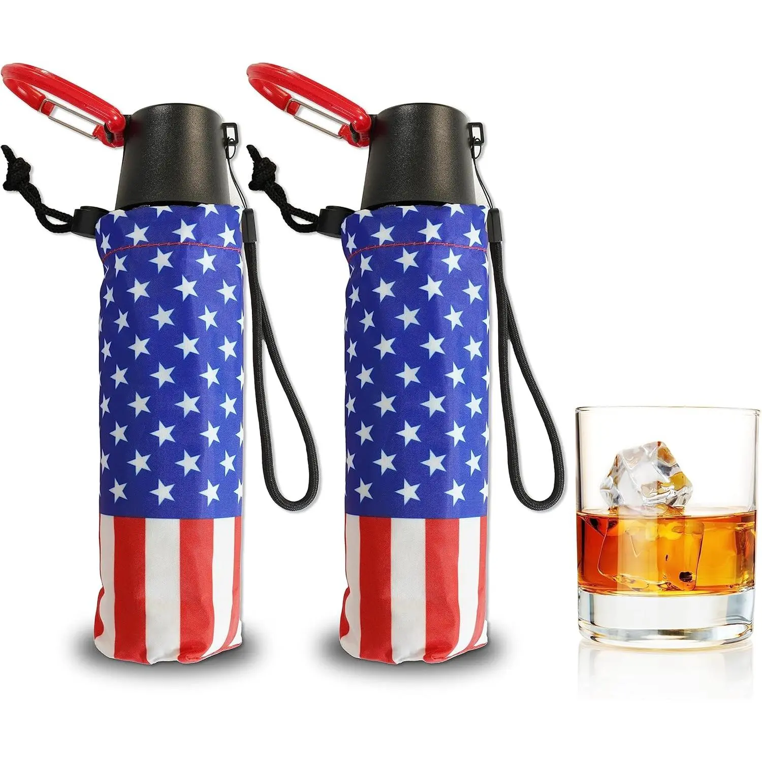 Hidden Umbrella Flask, Disguised Liquor Bottle to Smuggle Booze Into Concert, Cruise, & More, Hidden Drink Containers for Adults, Red, White & Blue, Pack of 2