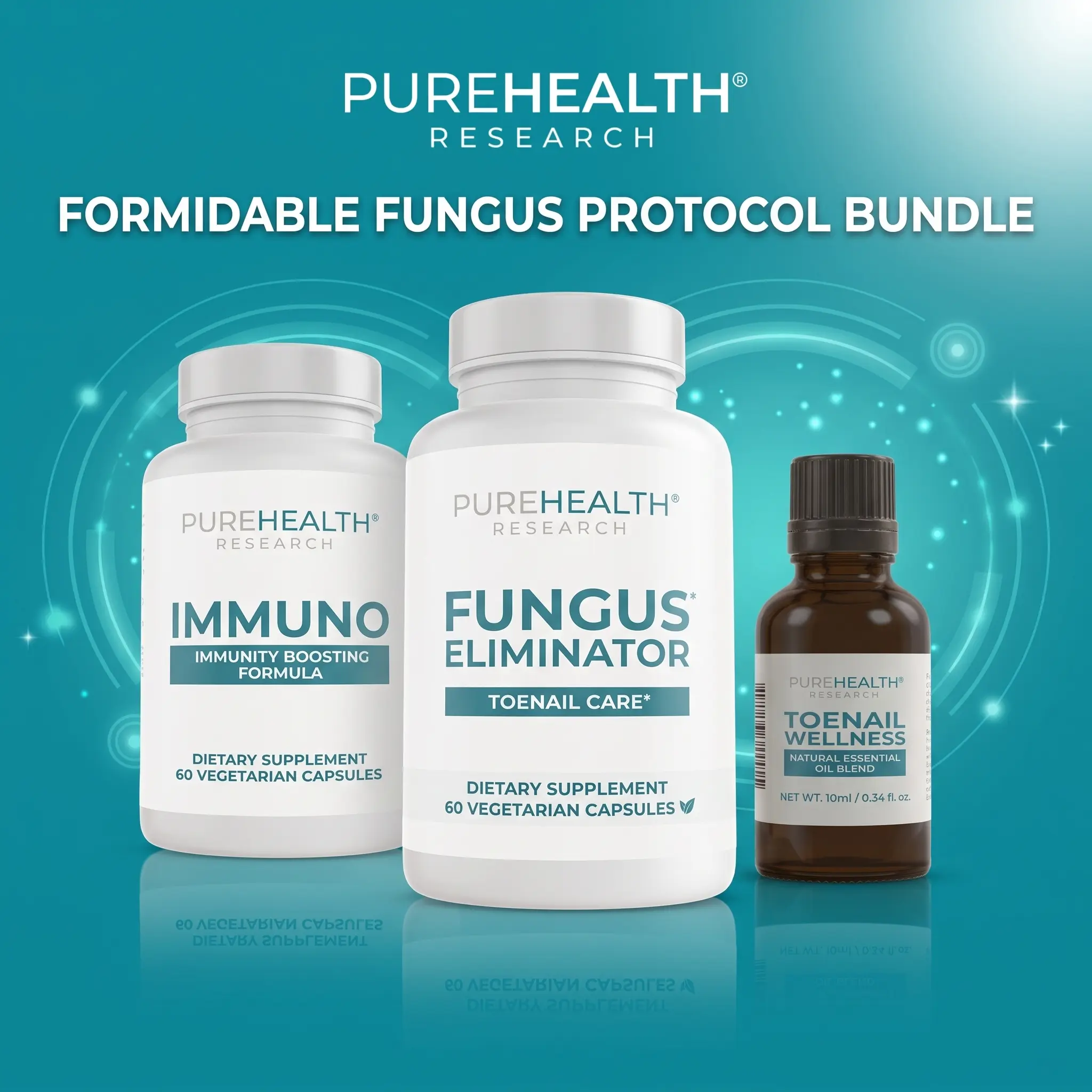PureHealth Research Toenail Care Kit - Fungus Eliminator + Toenail Wellness Oil + Immuno - Inside & Out Nail Support for Yellow, Thick Toenails - 30-Day Kit