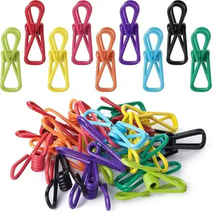 20 pieces of multi-color metal clothes clips, multi-purpose spring clips, used for clothing threads, socks, food bags, rust proof and non slip metal clothes clips, practical clips in various colors, suitable for homes, kitchens, laundry rooms, and offices